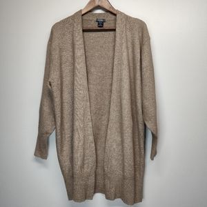 Love Cameron Cardigan Sweater Women Size M Tan Wool Blend Open Oversized Casual